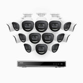 H800X - 4K 16 Channel 16 Cameras PoE Security System, 1/1.8'' BSI Sensor, f/1.6 Aperture (0.003 Lux), Siren & Strobe Alarm,Two-Way Audio, Human & Vehicle Detection, Perimeter Protection, Works with Alexa, All-Metal Housing